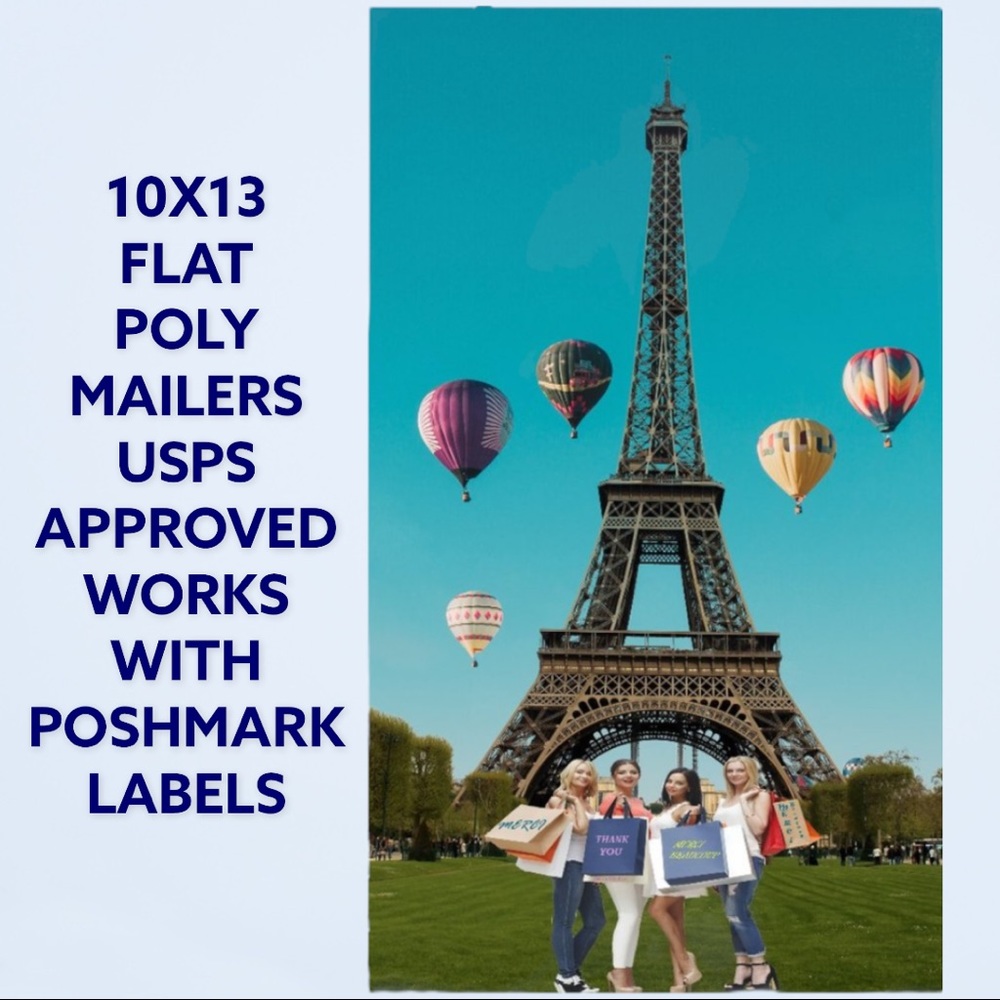 50 10x13 Shopping Girls Eiffel Tower Paris Poly Mailers Flat Shipping Envelopes - Picture 4 of 7